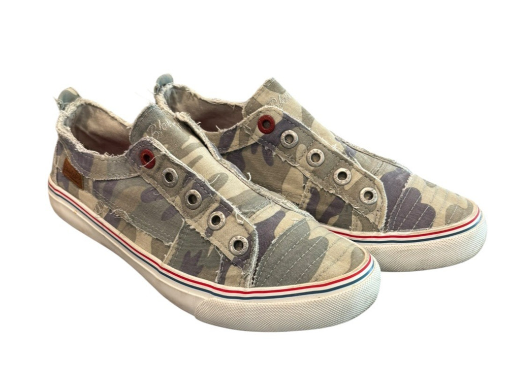 Blowfish Malibu Women's Play Comfort Camo Canvas Slip On Sneakers Size 8